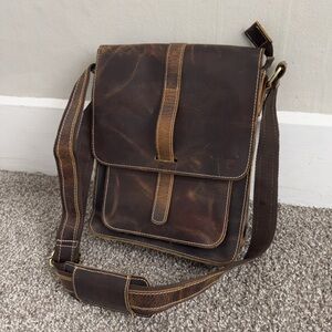 James Leather Brown Leather Messenger Bag